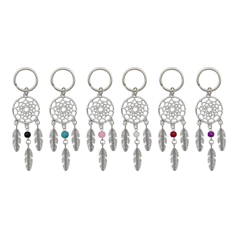 NewNest Australia - AUEAR, 6 Pack Dream Catcher Keychain Silver Handmade Dream Catcher Key Ring for Key Bag Ornament Accessories 