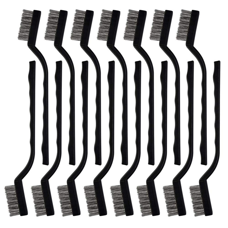 Topbuti 15 Pcs Mini Stainless Steel Wire Brush Set for Cleaning Welding Slag Rust, Wire Bristle Scratch Brush Set, Curved Handle Brushes - NewNest Australia