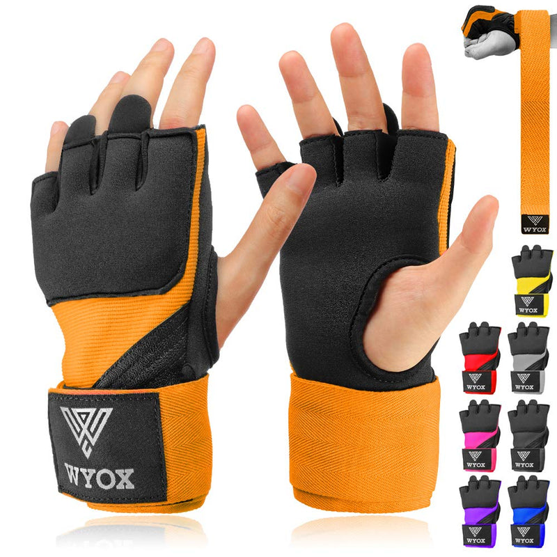 WYOX Boxing Wraps MMA Gloves Inner Boxing Gloves for Men Women Youth - EZ-Off & On - Thick Knuckle Padding - Breathable Fabric Hand Wraps Heavy Bag Gloves Orange Large-X-Large - NewNest Australia