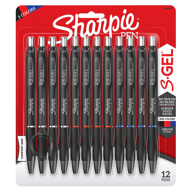 Sharpie S-Gel, Gel Pens, Medium Point (0.7mm), Assorted Colors 12-Count - NewNest Australia