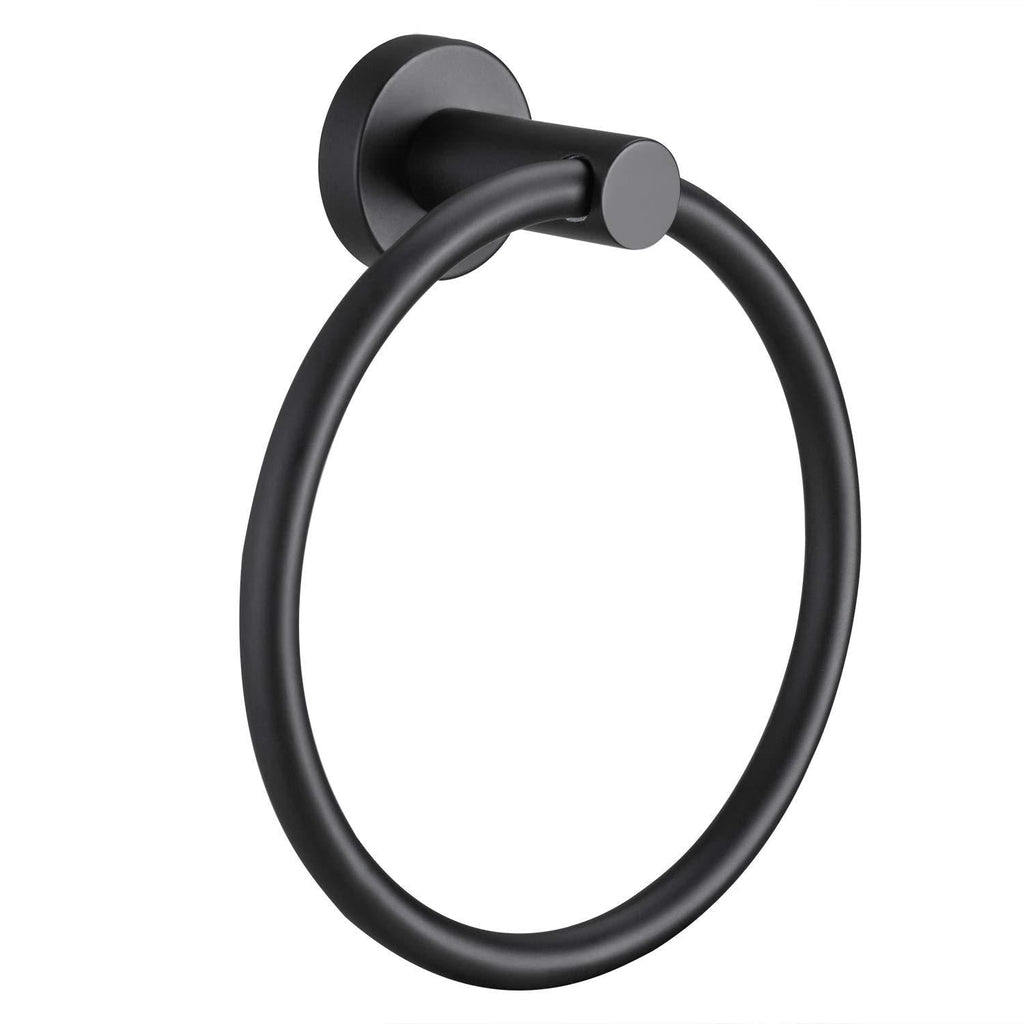 Pynsseu Matte Black Towel Ring for Bathroom 1 Pack, Kitchen Bath Towel Holder Hangers Wall Mount Heavy Duty Storage Stainless Steel - NewNest Australia