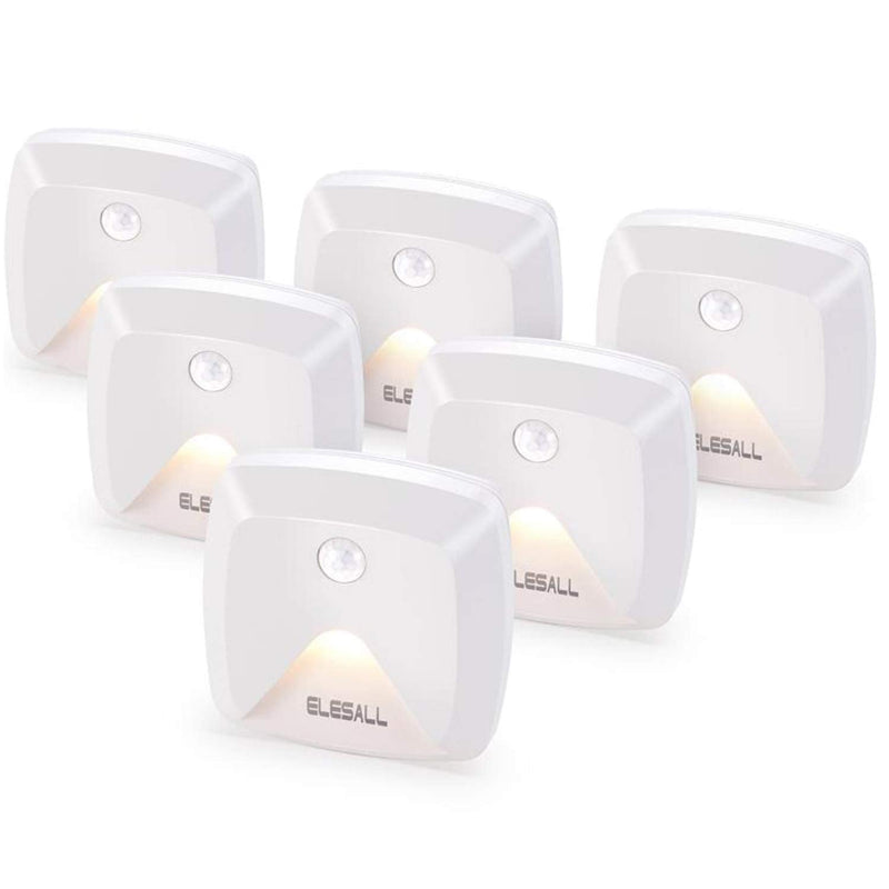 Stick-on Motion Sensor Lights, Warm White LED Night Light, Stick-Anywhere Stair Lights, Closet Light, Battery Operated Wall Light for Kitchen, Hallway, Bedroom, Bathroom, Stairs, 6-Pack - NewNest Australia