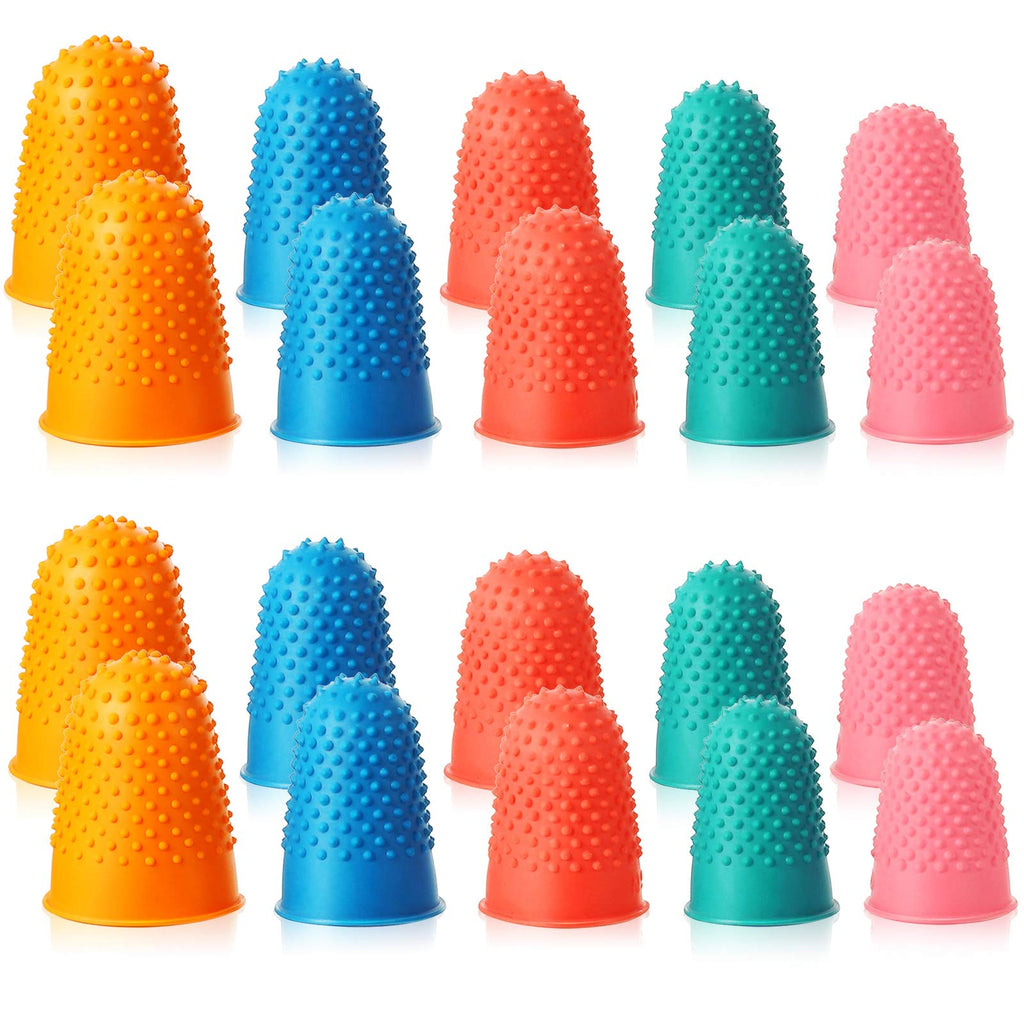 40 Pieces Rubber Fingers Pads Tip Grips for Money Counting Collating Writing Sorting Task Hot Glue and Sport Games Thick Reusable Protector Assorted Sizes Blue Orange Green Red Pink - NewNest Australia