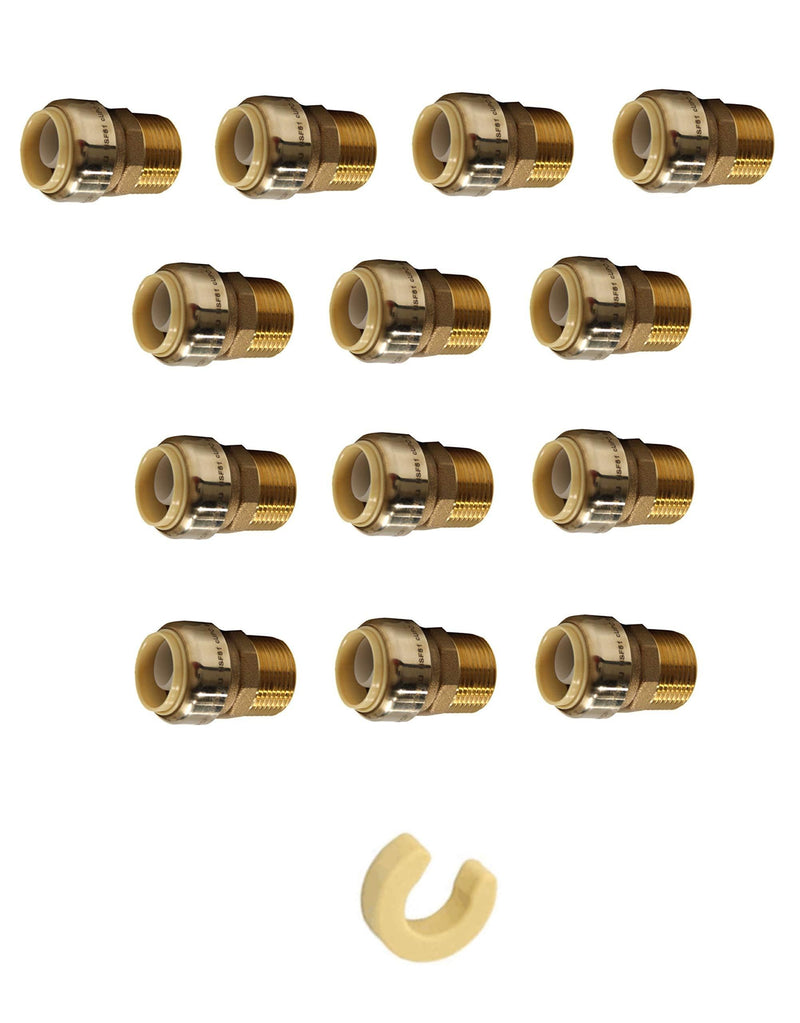 (Pack of 10) EFIELD 1/2 Inch x 1/2 Male Adaptor Push to Connect Pex Copper, CPVC With A Disconnect Clip, Brass No Lead-10 Pieces - NewNest Australia