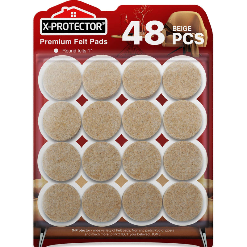 Felt Furniture Pads X-PROTECTOR - 48 Premium Felt Pads Floor Protector - Chair Felts Pads for Furniture Feet Wood Floors - Best Furniture Pads for Hardwood Floors - Protect Your Hard Floors! Beige - NewNest Australia
