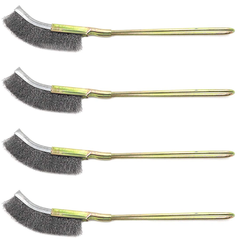 Sydien 4pcs Wire Scratch Brushes (Stainless Steel + Brass) for Cleaning Welding Slag and Rust(Curved) Curved - NewNest Australia