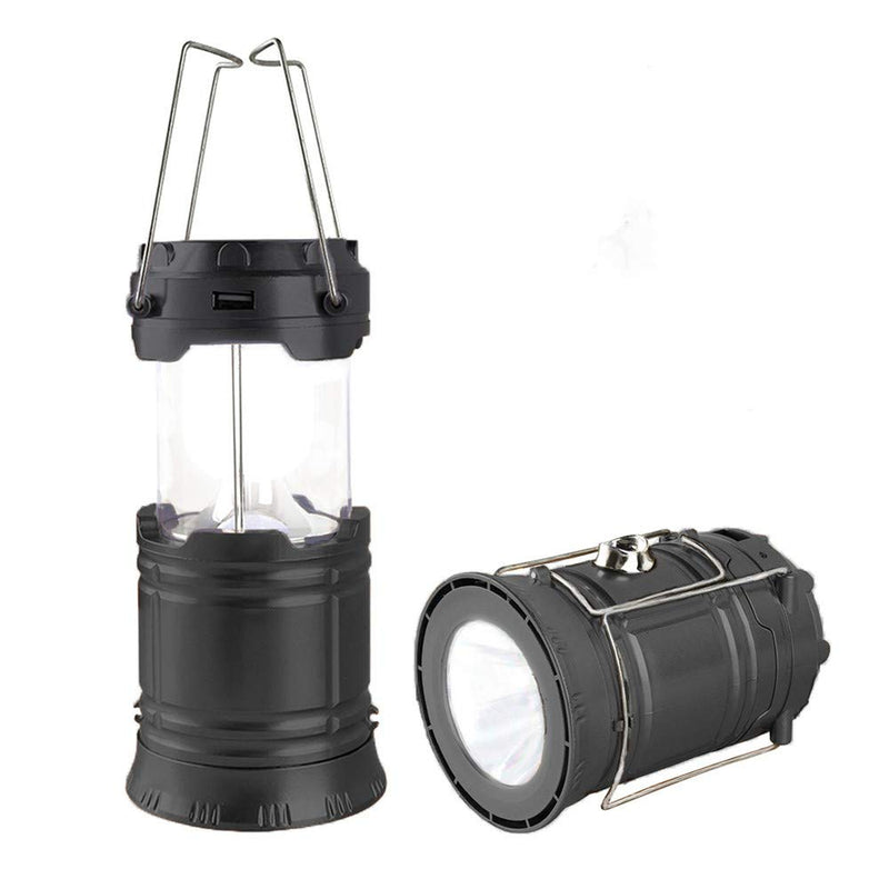 LED Camping Lantern, Solar and Rechargeable Lantern Flashlight Collapsible and Portable Light for Daily/Camp/Hiking/Night Fishing/Emergency/Hurricanes/Storm(Black, 1 Pack) Black - NewNest Australia