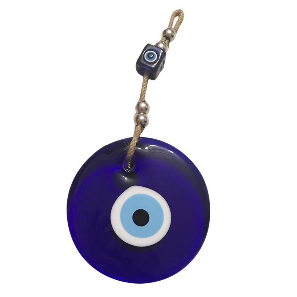 NewNest Australia - HamamTamam Big Size -13 cm-Glass Blue Evil Eye Wall Hanging Ornament – Turkish Nazar Bead - Home Protection Charm - Wall Decor Amulet (Navy) with an Additional Cube Shaped Glass Evil Eye On Hanger 