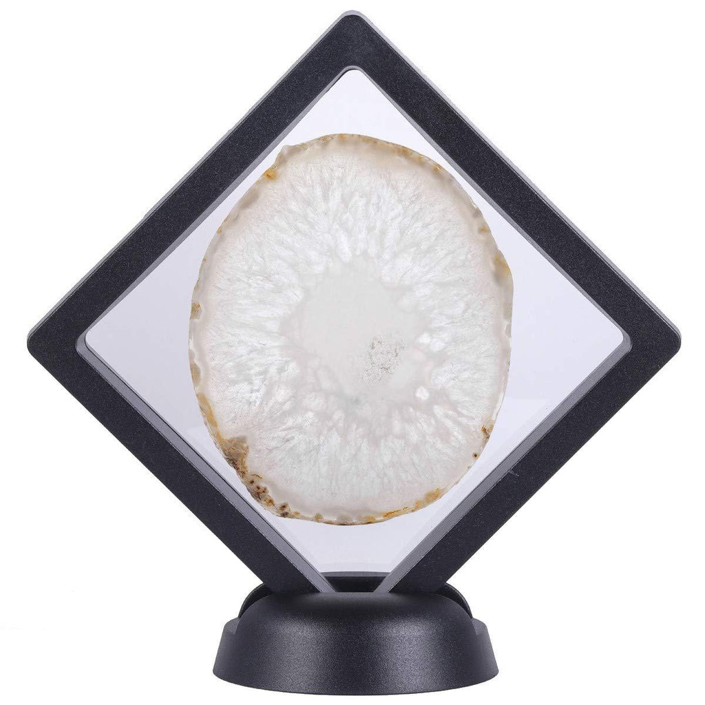 NewNest Australia - rockcloud 3D Floating Frame Agate Slice Display Holder with Stands for Challenge Coins, Medallions, Jewelry Specimen Show Case, Small Size 2.6" Natural Color 