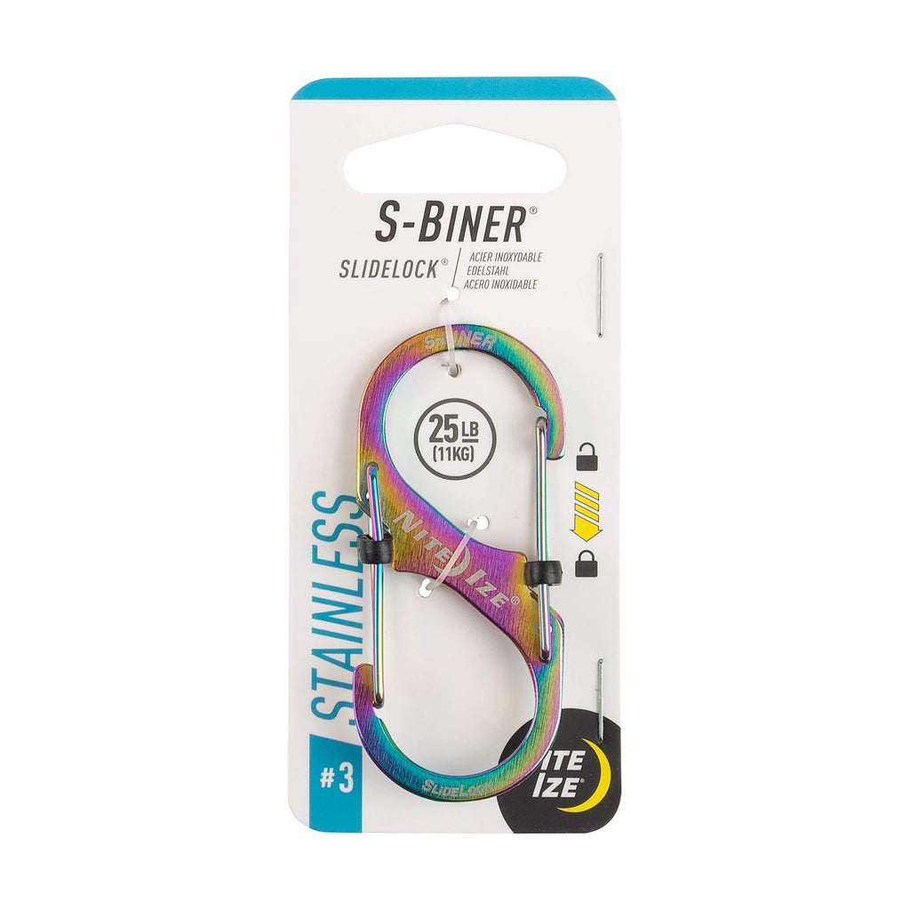 NewNest Australia - Nite Ize LSB3-07-R3 S-Biner SlideLock Stainless Steel Dual Locking Carabiner, Size #3, Spectrum 