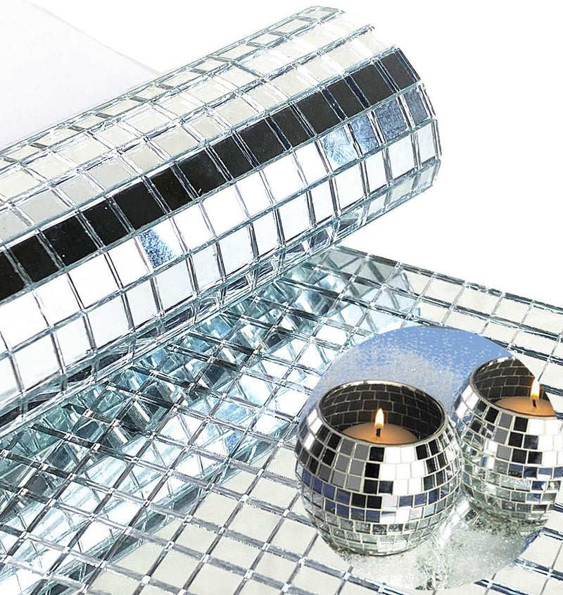 Redodeco 2400pcs Real Glass Silver Mirrors Mosaic Tiles Sticker for Craft Square Glass Tiles Self Adhesive,5mm by 5mm - NewNest Australia