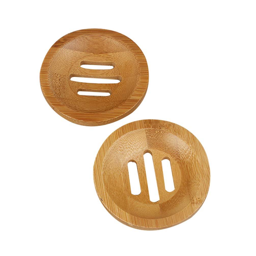 TOPBATHY 2pcs Bamboo Soap Dish Round Soap Holder Tray Soap Saver Container Bathroom Storage Case for Bathroom Toilet Kitchen Hotel（3.14 x 3.14 x 0.78inch） - NewNest Australia