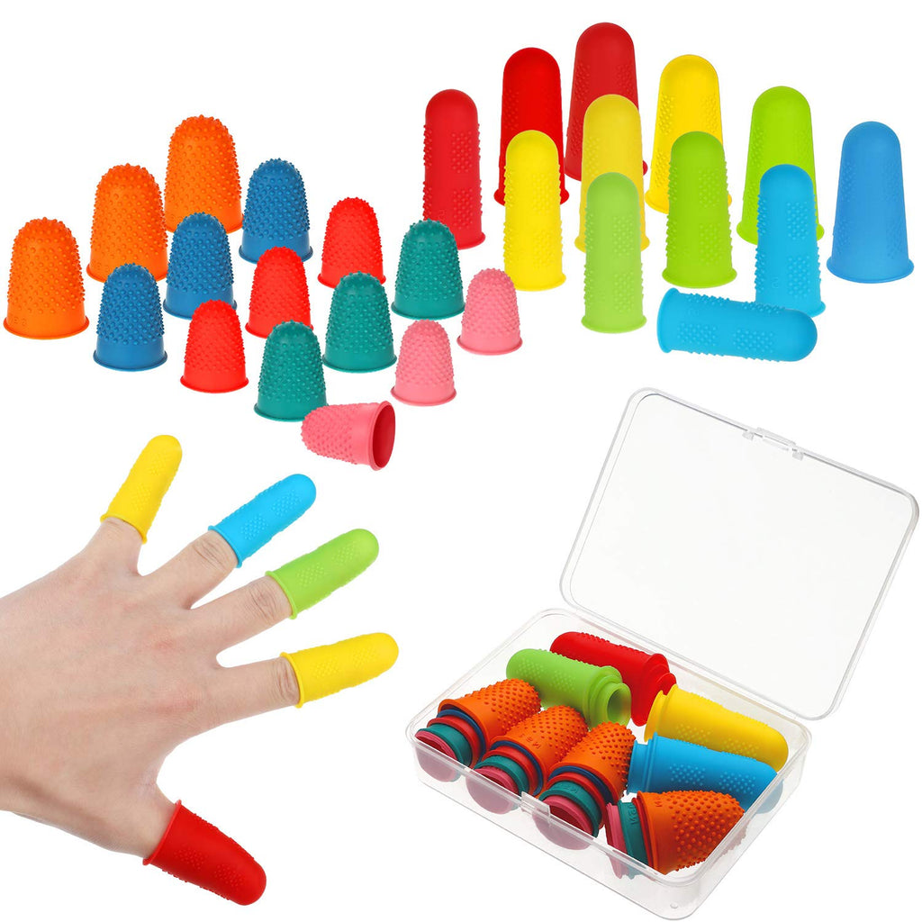 32 Pieces Rubber Finger Tips Silicone Hot Glue Finger Protectors Thimble Finger Cover Finger Pads with Assorted Sizes for Counting Collating Writing Sorting Task Hot Glue Sewing and Sport Supplies - NewNest Australia