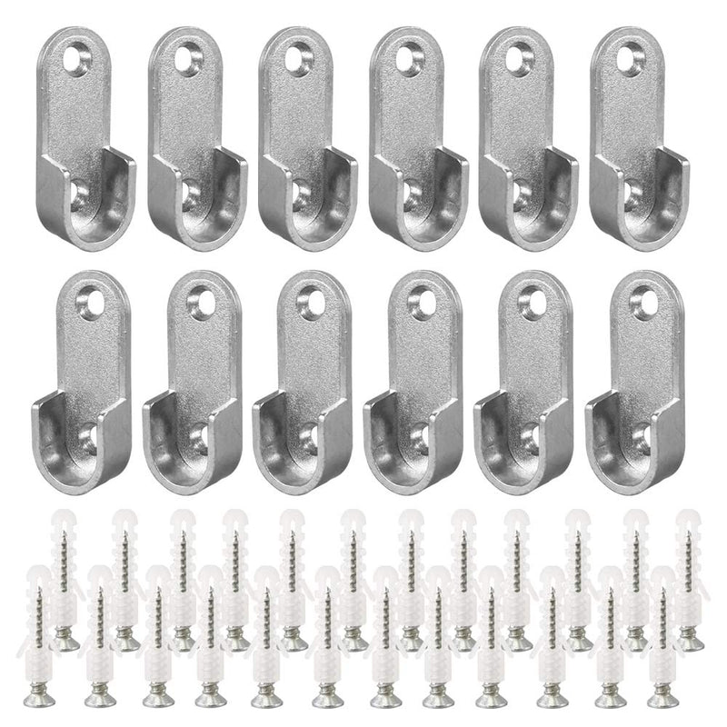 Alamic Oval Closet Rod End Supports with Mounting Screws for 15 x 30mm Rods - 12 Pack - NewNest Australia