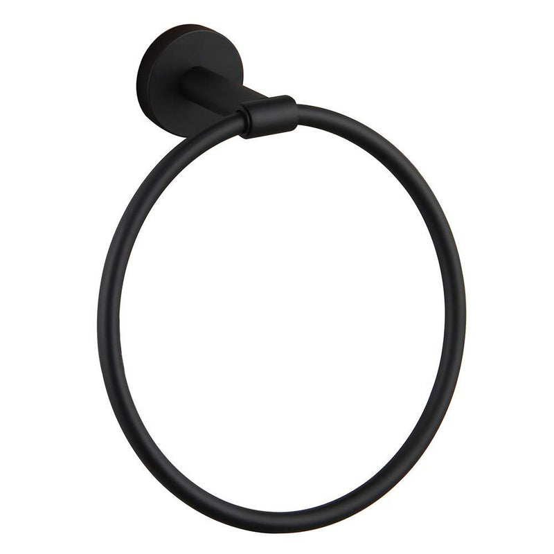 GERZWY Hand Towel Ring, SUS 304 Stainless Steel Swivel Kitchen Towel Hanger, Modern Round Bathroom Hardware Space Saver, Matte Black A23090-BK - NewNest Australia