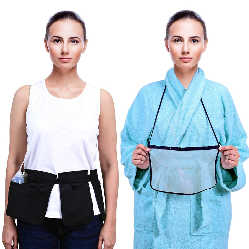 Mastectomy & Post Surgery Drain Carrier Belt & Shower Holder (Two Pack Black/Navy) Black / Navy - NewNest Australia