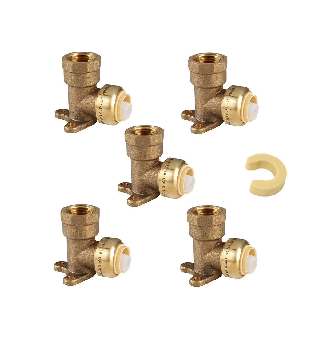 (Pack of 5) EFIELD 1/2" Push Fit X 1/2" FEMALE NPT DROP EAR ELBOWS NSF ANSI61 NO LEAD WITH A DISCONNECT CLIP-5 Pieces - NewNest Australia