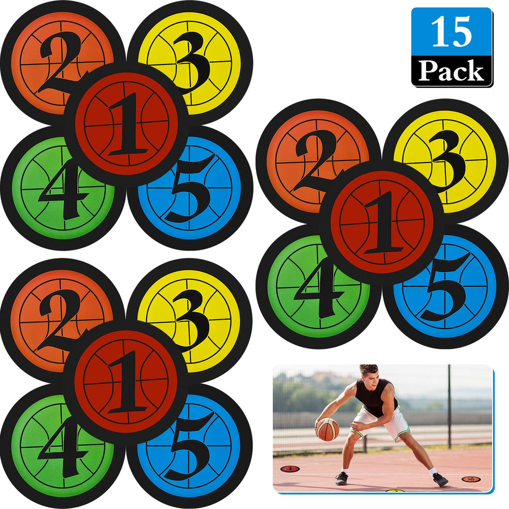 Outus 15 Pieces Basketball Training Marker Stickers Number Floor Spot Markers Flat Disc Markers 7.5 Inch Poly Vinyl Sports Waterproof Markers - NewNest Australia