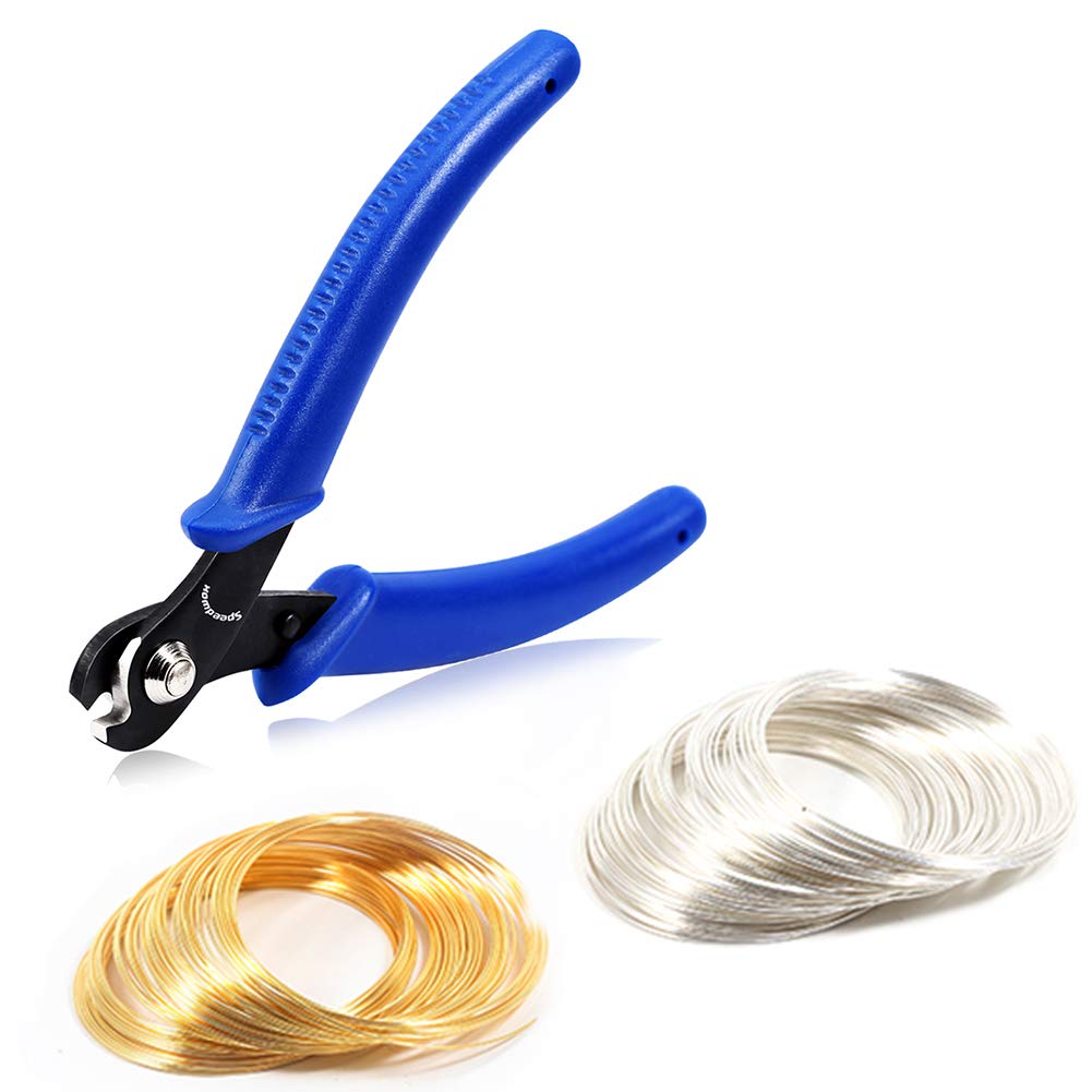 SPEEDWOX 200 Loops Memory Wire for Bracelet Making 5 Inches Memory Wire Cutting Pliers Set for Jewelry Making Gold Silver Loop Jewelry Wire Arts DIY Making Supplies Hobby Work Tool Set A - NewNest Australia