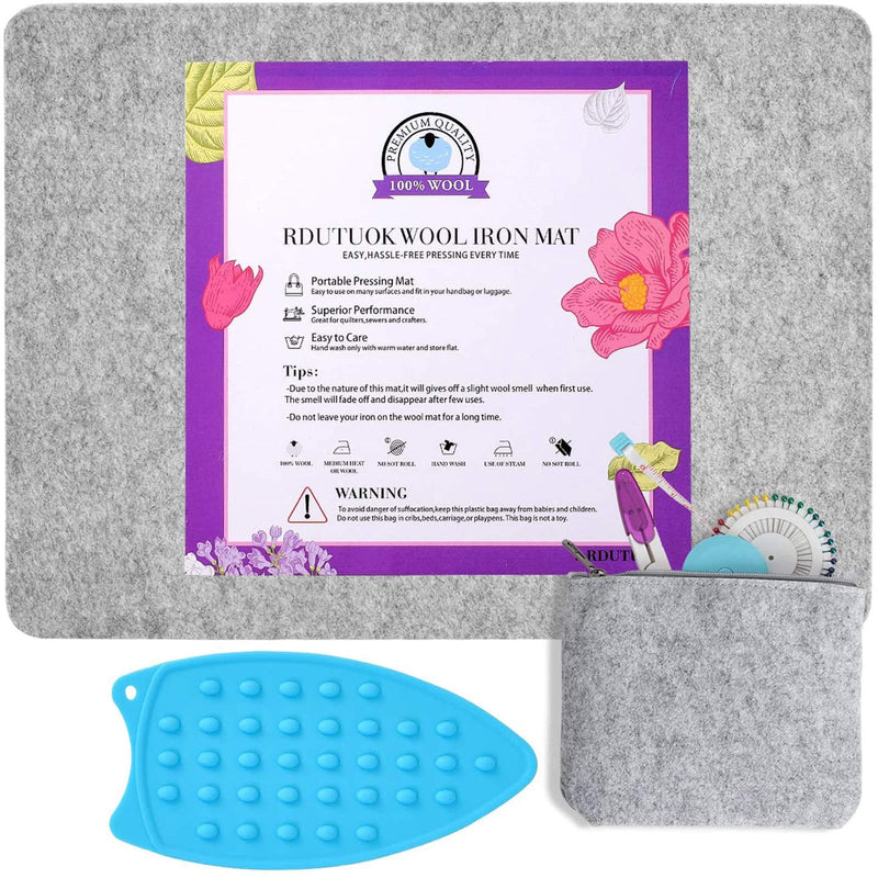 Rdutuok 17x13.5 Inches Wool Pressing Mat for Quilting Ironing Pad 100% Wool from New Zealand Easy Press Wooly Felted Iron Board for Retains Heat, Great for Quilting & Sewing Projects 17" x 13.5" - NewNest Australia