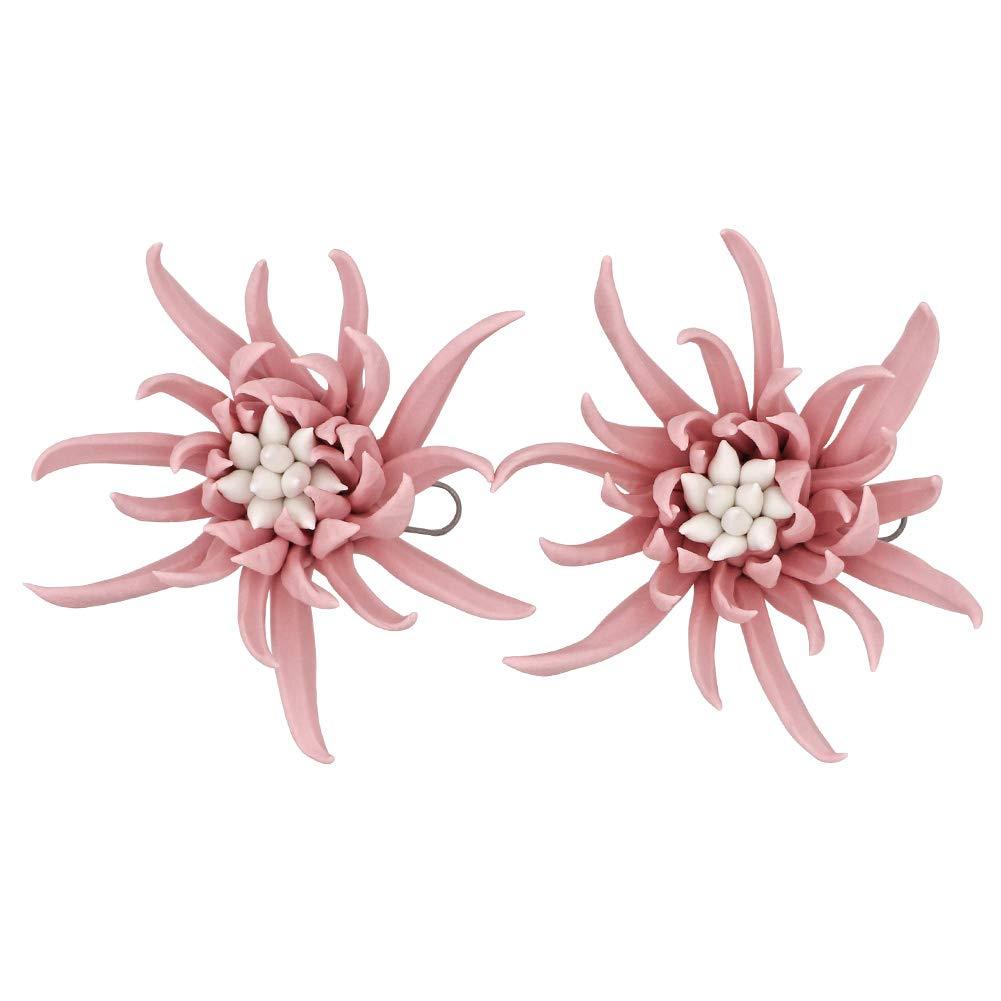 NewNest Australia - LSME 2 Pcs Ceramic 3D Wall Flower Decoration Sculpture Small for Bedroom Living Room Home Hallway Kitchen Dining Room M 