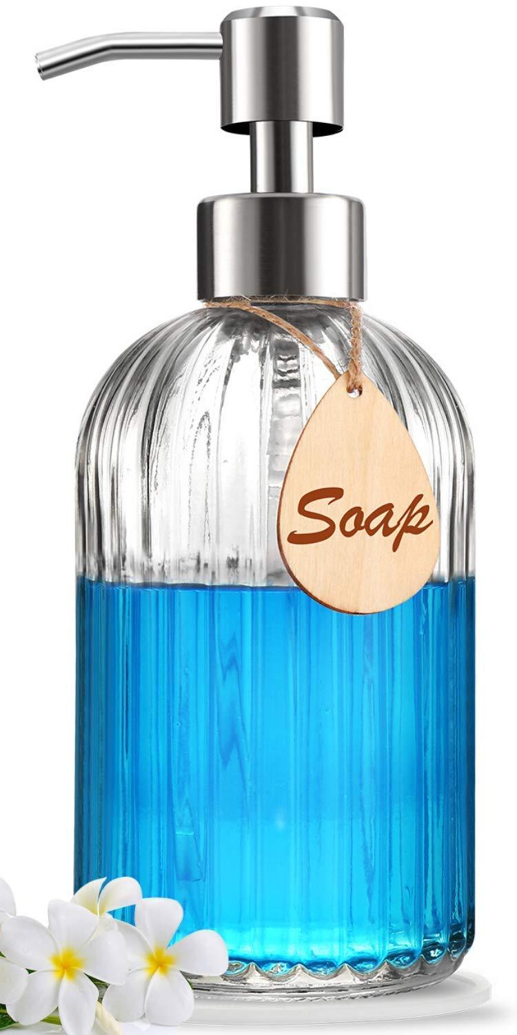 Soap Dispenser with Non-Slip Silicone Pad – Premium Quality – Large Size Dish & Hand Soap Dispenser – Rust Proof Stainless Steel Pump – Ideal for Kitchen Dish Soap, Bathroom Soap, Essential Oil Clear - NewNest Australia