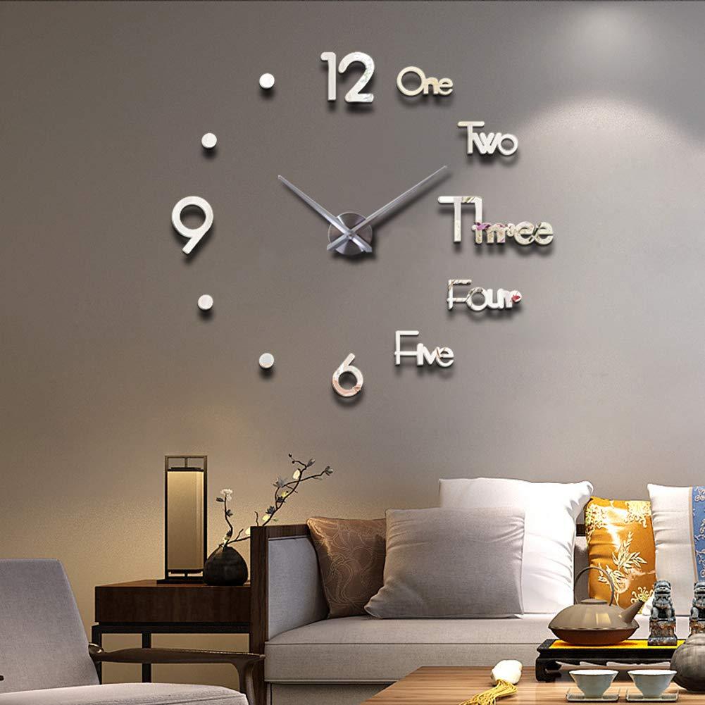 NewNest Australia - FASHION in THE CITY Large 3D Frameless Wall Clock Stickers DIY Wall Decoration for Living Room Bedroom Office (Silver) Silver 