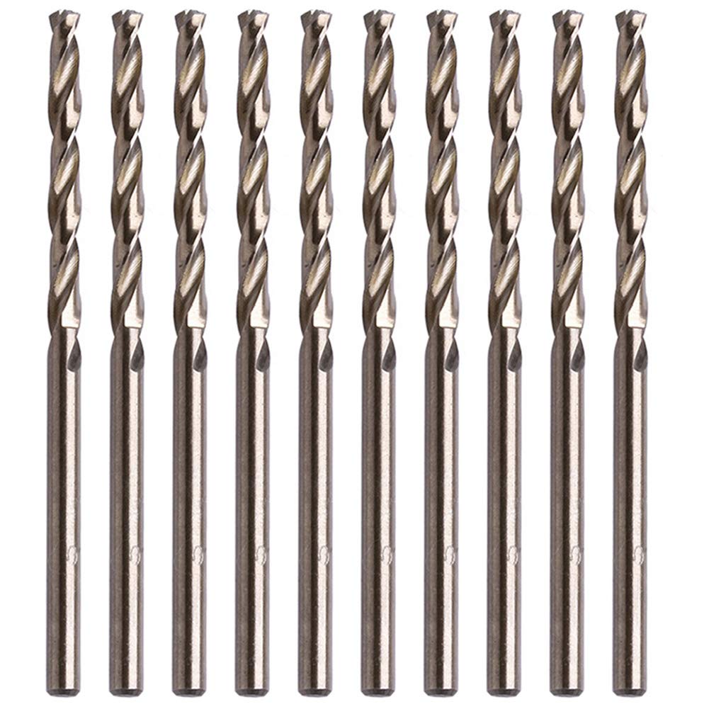 3/32 Inch Cobalt Drill Bit Set, M35 HSS Twist Jobber Length for Hardened Metal, Stainless Steel, Cast Iron, Pack of 10 3/32" (10 Pcs) - NewNest Australia