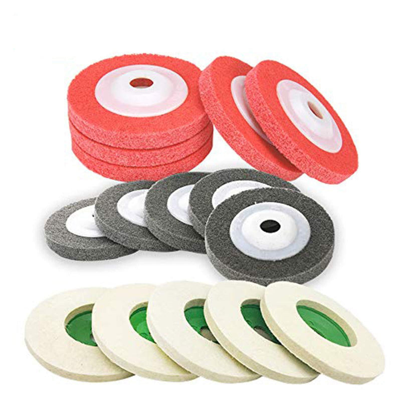 Carkio 4" x 5/8" Wheel Wool Wheels Nylon Fiber Polishing Set, Grinding Polishing Wheel for Angle Grinders, 15 Pcs - NewNest Australia