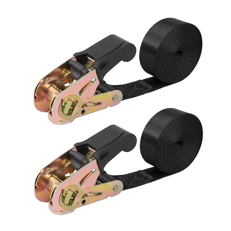 Endless Ratchet Tie Down Straps Heavy Duty Cargo Tie Downs, Durable Nylon Black Strap Down Ratcheting Securing Straps, Track Spring Fittings, Tie-Down Motorcycles, Trailer Loads, Kayak (8ft - 2pack) 8ft - 2pack - NewNest Australia