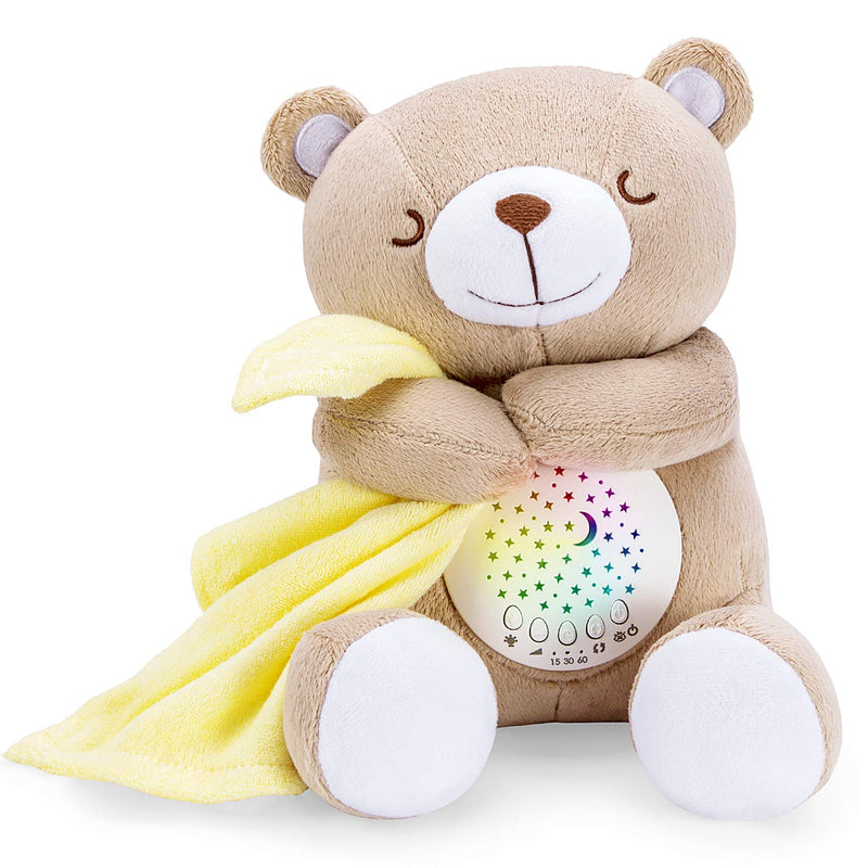 BEREST Rechargeable Baby Sleep Soother Smile Bear, Mom's Heartbeat Baby Cry Sensor Lullabies & Shusher Sound Soother, Nursery Decor Night Light Projector Toddler Crib Sleeping Aid, Baby Shower Gifts Coffee Brown - NewNest Australia