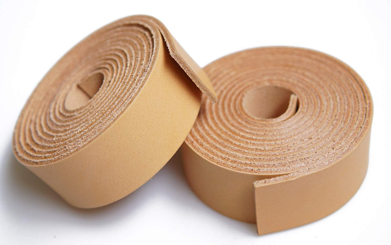 Vegetable Tanned Full Grain Leather Strap Cord Braiding String for Crafts/Tooling/Workshop Handmade (Apricot, 1"x60") Apricot 1"x60" - NewNest Australia