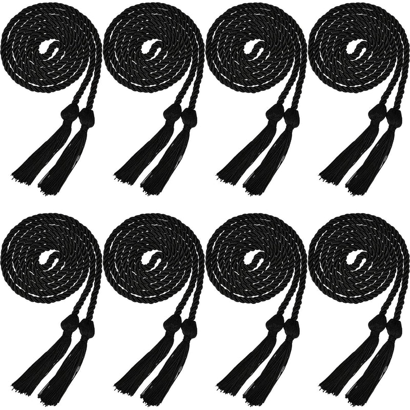 Trounistro 8 Pieces Graduation Cords Yarn Honor Cords with Tassel for College Graduation Students (Black) Black - NewNest Australia