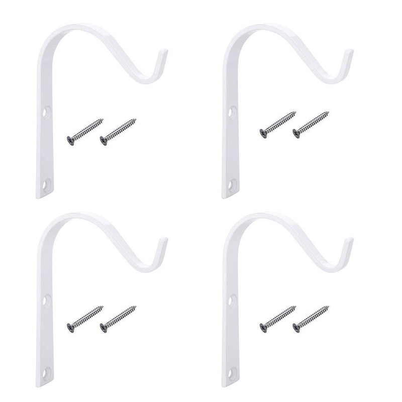 NewNest Australia - 4 Pieces Metal Wall Hook Plant Hanger Bracket Decorative Iron Wall Hooks Decorative Coat Hook Metal Lantern Bracket for Hanging Baskets Lantern Artworks Home Decor Come with Screws, White 