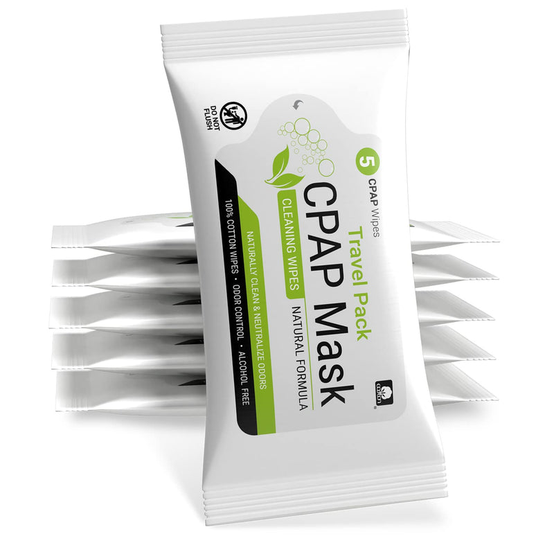AWOW Unscented CPAP Mask Wipes - 5ct Resealable Travel Size CPAP Supplies, Natural CPAP Cleaner with 100% Cotton Fibers, Advanced Odor Control Formula, Safe for CPAP & BiPAP Masks (6pk, 30 Cleaning Wipes) - NewNest Australia