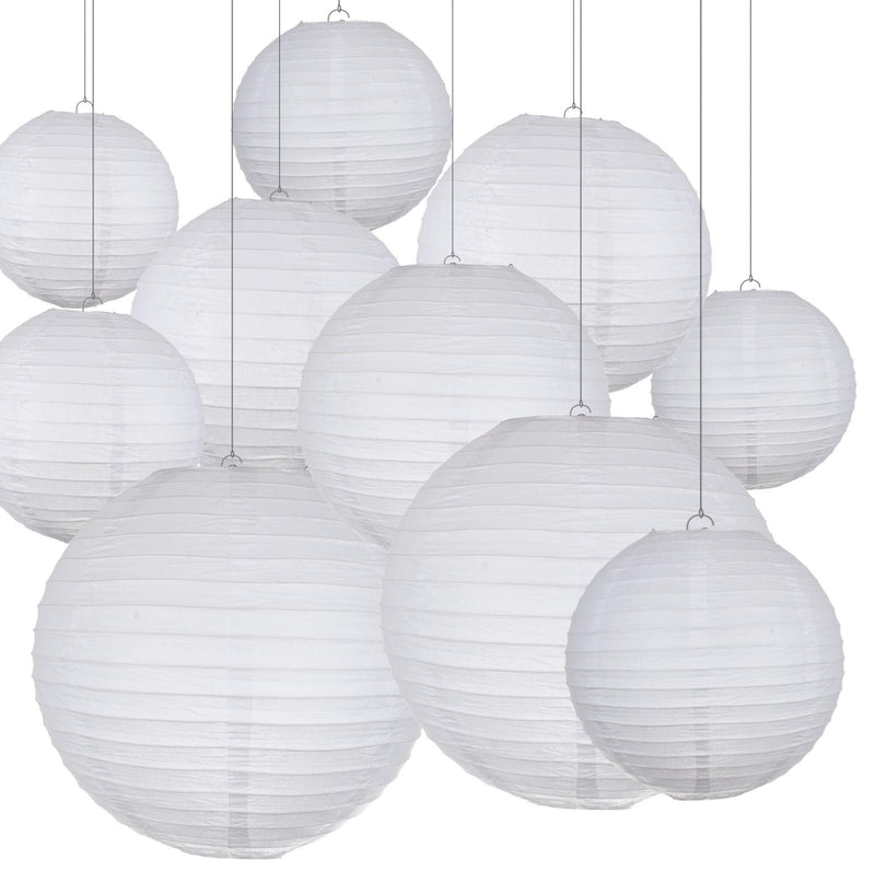 Pack of 20 Chinese White Hanging Paper Lantern in 4” 6” 8” 10” 12” Great for Wedding and Party Decorations - NewNest Australia