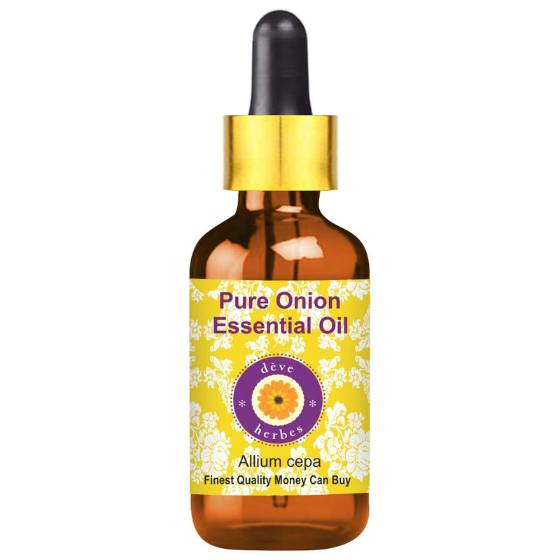 Deve Herbes Pure Onion Essential Oil (Allium cepa) with Glass Dropper Natural Therapeutic Grade Steam Distilled 5ml (0.16 oz) 5ml (0.16 Ounce) with Glass Dropper - NewNest Australia
