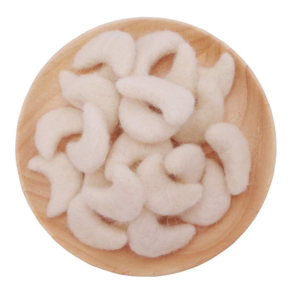 NewNest Australia - Moon Shape Felt Wool Beads Balls Pom Pom Handmade DIY for Craft Dream Catcher Baby Mobile Pompom Home Decor Nursery Party Props (Beige 40mm 15pcs) Beige 40mm 15pcs 