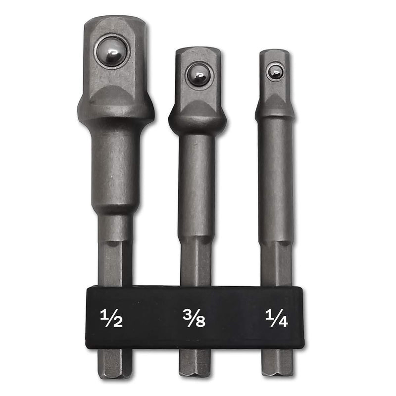 3 PCS | 1/4", 3/8", 1/2" Impact Drive, PTSLKHN 1/4" Hex Shank Socket Adapter Set, CR-V Steel | Compatible with Power Drills & Drivers - NewNest Australia