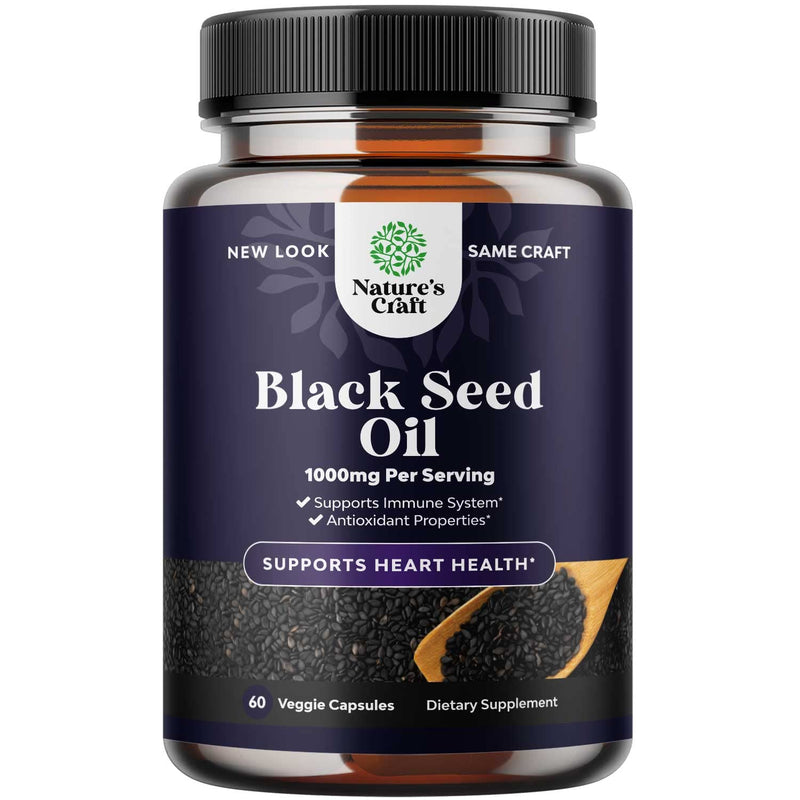Vegan Black Seed Oil Capsules - Cold Pressed Nigella Sativa Black Cumin Seed Oil Capsules with Omega 3 6 9 Antioxidants and Thymoquinone for Hair Growth Immune Support Joint Health and Digestion 60 Count (Pack of 1) - NewNest Australia