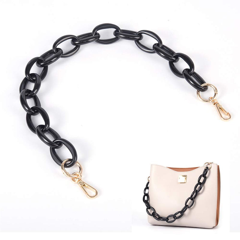 Xiazw Short Thick Resin Purse Bag Handle Shoulder Strap Replacement，Handbag Decoration Chain，Bag Accessories Charms (Black with Gold Buckle) Black with Gold Buckle - NewNest Australia