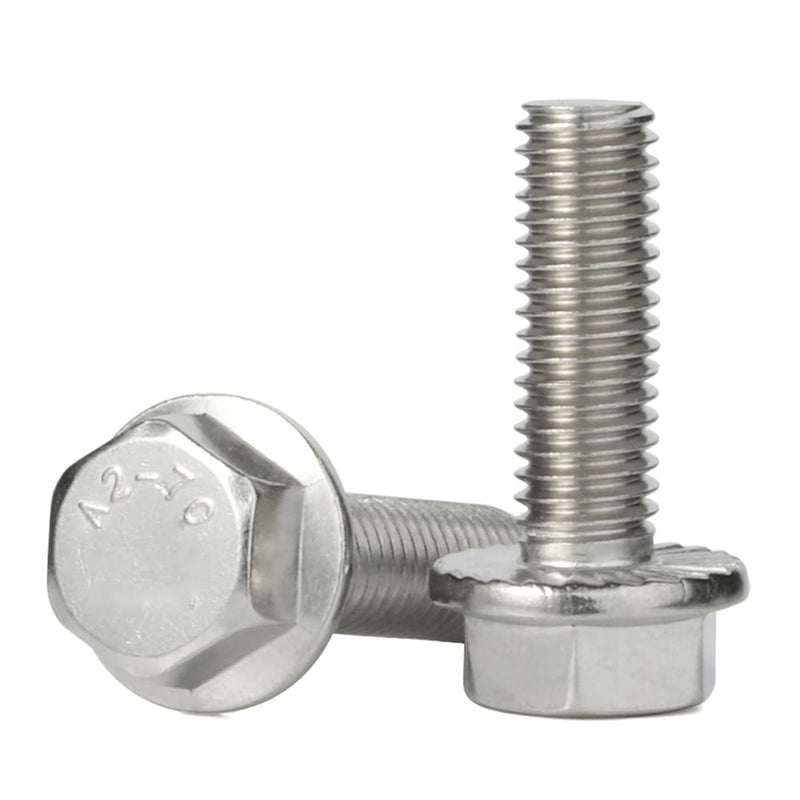 M5-0.8 x 12mm Flanged Hex Head Bolts Flange Hexagon Screws, Stainless Steel 18-8 (304), Plain Finish, 40 PCS M5 x 12mm (40 PCS) - NewNest Australia