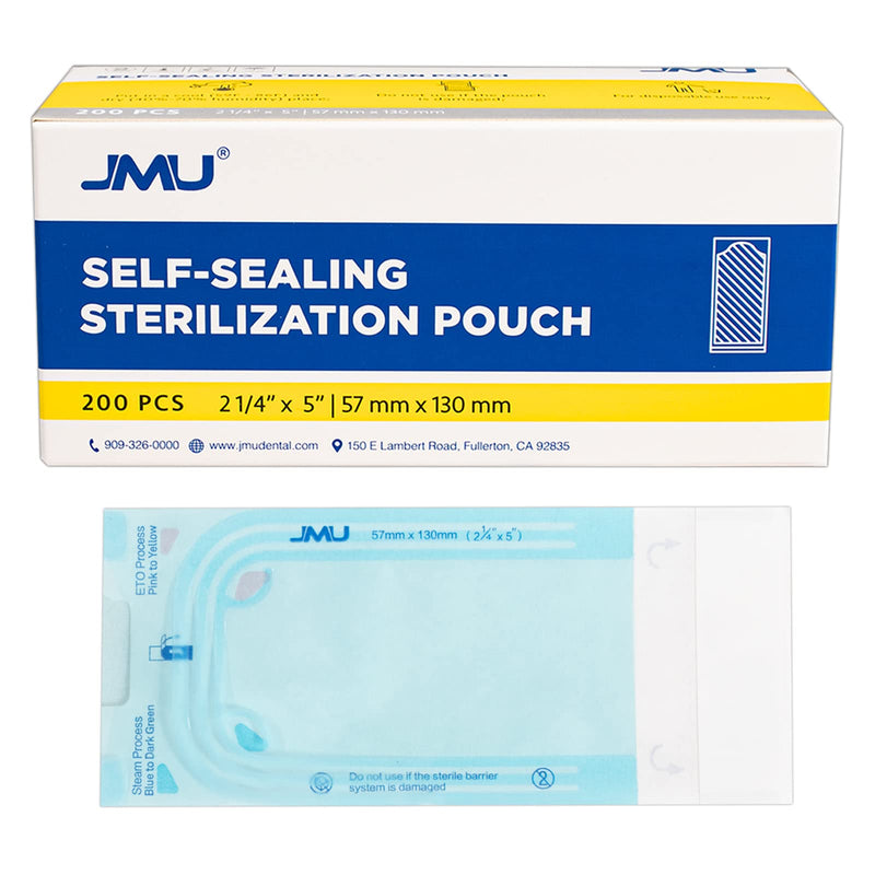 JMU 2-1/4"X5" Self Sealing Sterilization Pouches,Pack of 200,Autoclave Sterilizer Peel Bags Dual Indicator for Dental Medical Instrument Cleaning Tools 2.25" x 5" - NewNest Australia