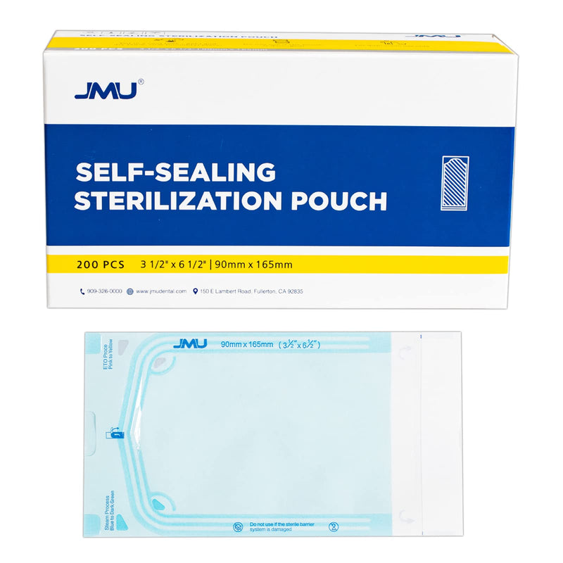 JMU Self Sealing Sterilization Pouches, Autoclave Sterilizer Peel Bags Dual Indicator for Dental Medical Instrument Cleaning Tools, 3.5" x 6.5", Pack of 200 3.5" x 6.5" - NewNest Australia