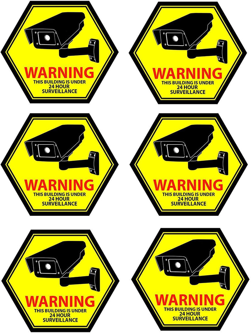Mandala Craft Security Camera Decal Warning Window Stickers, CCTV Video Surveillance Recording Signs from Vinyl for Indoors, Outdoors; Front Adhesive Yellow 4 X 3.5 inches - NewNest Australia