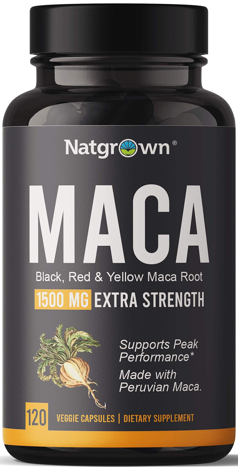 Organic Maca Root Powder Capsules 1500 mg with Black + Red + Yellow Peruvian Maca Root Extract Supplement for Men and Women - Vegan Pills - NewNest Australia