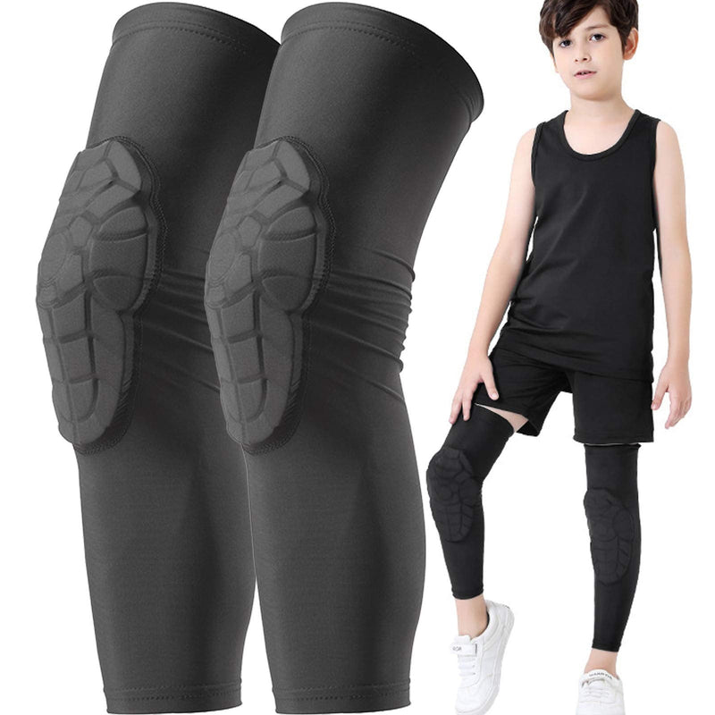 Bohope Kids Youth 5-15 Years Padded Arm Knee Sleeve Compression Leg Protective Padded Knee Black YXL(Suits for:11-15 Years Old) - NewNest Australia