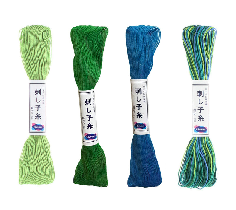 Olympus Sashiko Thread 20m Skein Color Bundles (Aruba: 77-06-26-27) Aruba: 77-06-26-27 - NewNest Australia