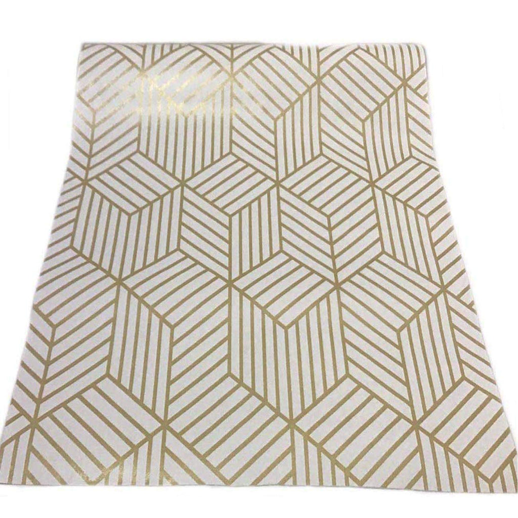 NewNest Australia - N/ A White and Gold Geometry Stripped Hexagon Peel and Stick Contact Paper self Adhesive Wallpaper Removable Vinyl Film Decorative Shelf Drawer Liner Sticker 17.7 inch by 9.8 Feet 