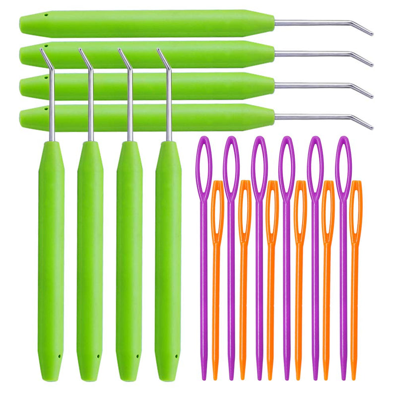 Loom Knit Hook Set, Crochet Needle Hook Kit, 8 Pcs Green Knitting Loom Hook with 12 Pcs Colorful Plastic Sewing Needles for Knitting Looms Knitting Boards - NewNest Australia